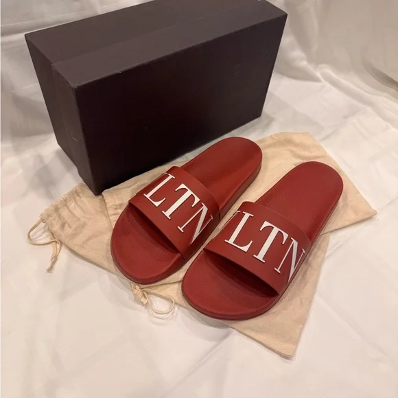 Valentino Red Slide Sandals - Picture 3 of 5